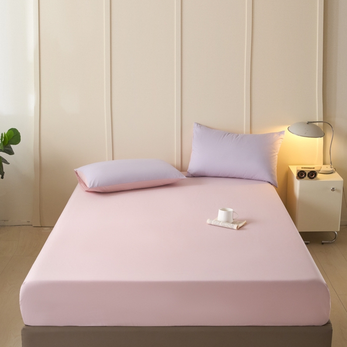 91家纺网 家纺一手货源 找家纺 乐美家纺 2025新款全棉纯棉纯色床笠床笠笠件单床笠 芍药粉