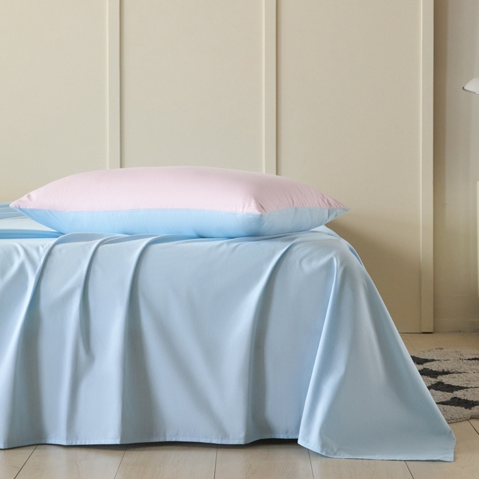 91家纺网 家纺一手货源 找家纺 乐美家纺 2025新款全棉纯棉纯色床单床单单件单床单 粉末蓝