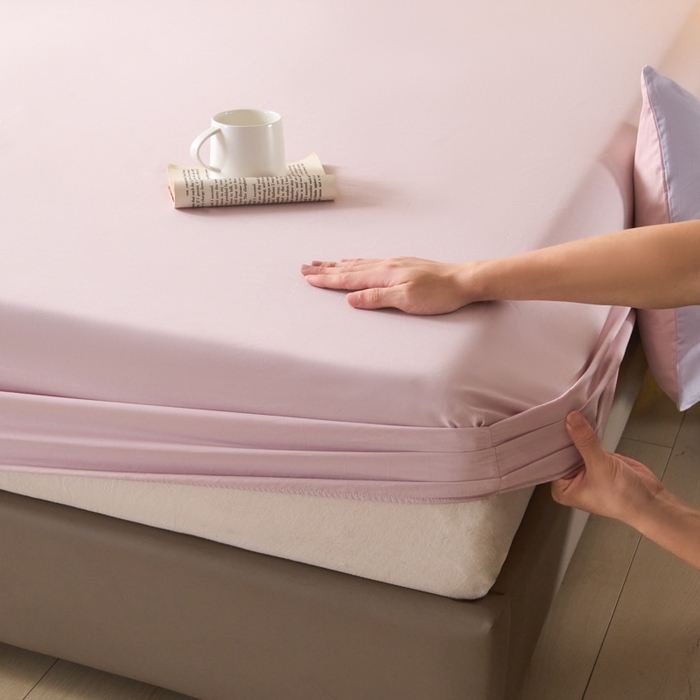 91家纺网 家纺一手货源 找家纺 乐美家纺 2025新款全棉纯棉纯色床笠床笠笠件单床笠 芍药粉