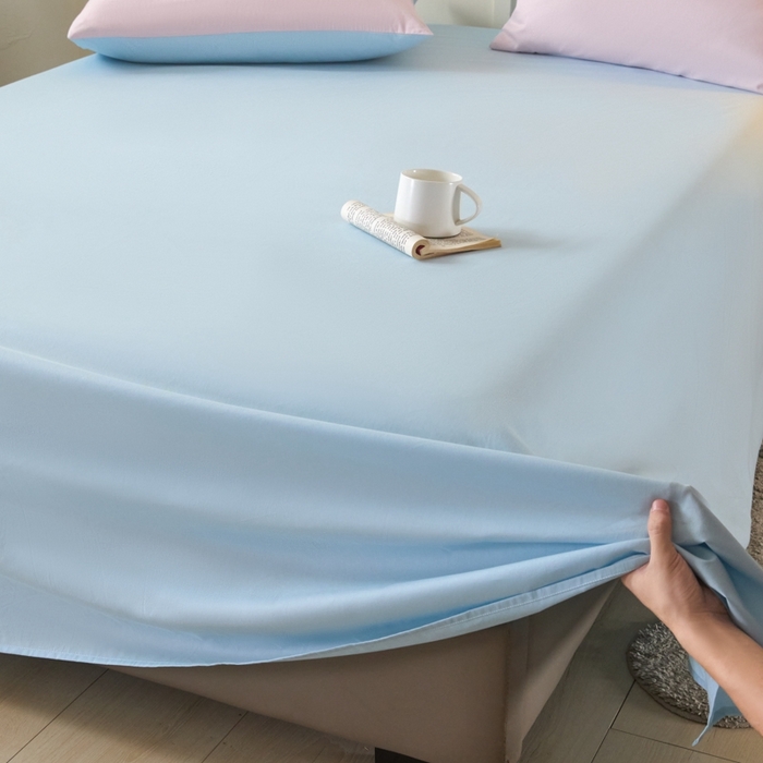 91家纺网 家纺一手货源 找家纺 乐美家纺 2025新款全棉纯棉纯色床单床单单件单床单 粉末蓝