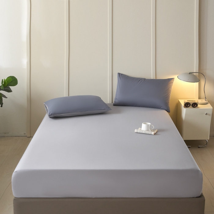 91家纺网 家纺一手货源 找家纺 乐美家纺 2025新款全棉纯棉纯色床笠床笠笠件单床笠 石灰