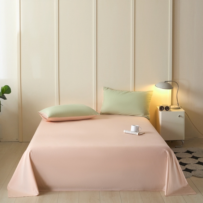 91家纺网 家纺一手货源 找家纺 乐美家纺 2025新款全棉纯棉纯色床单床单单件单床单 米杏