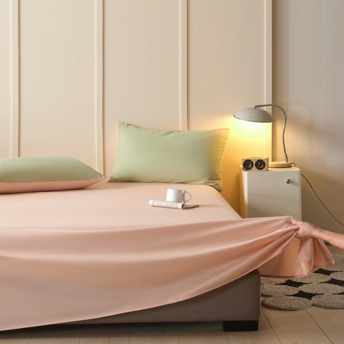 91家纺网 家纺一手货源 找家纺 乐美家纺 2025新款全棉纯棉纯色床单床单单件单床单 米杏