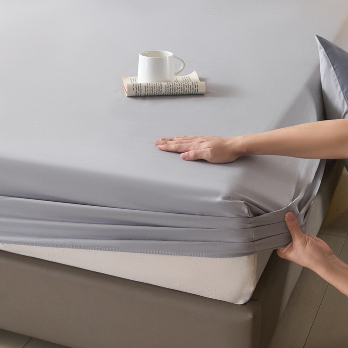 91家纺网 家纺一手货源 找家纺 乐美家纺 2025新款全棉纯棉纯色床笠床笠笠件单床笠 石灰