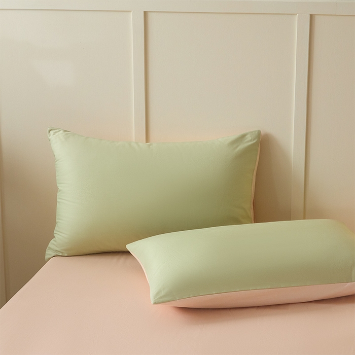 乐美家纺 2025新款全棉纯棉双拼纯色枕套枕套单件单枕套 米杏