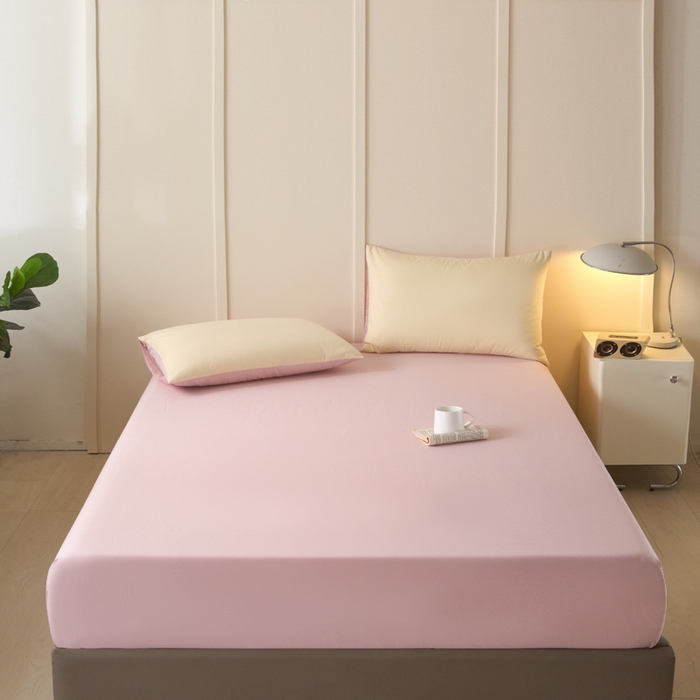 91家纺网 家纺一手货源 找家纺 乐美家纺 2025新款全棉纯棉纯色床笠床笠笠件单床笠 芍药粉1