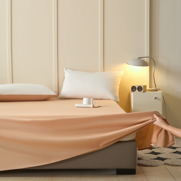 91家纺网 家纺一手货源 找家纺 乐美家纺 2025新款全棉纯棉纯色床单床单单件单床单 奶茶杏