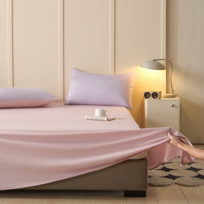 91家纺网 家纺一手货源 找家纺 乐美家纺 2025新款全棉纯棉纯色床单床单单件单床单 芍药粉