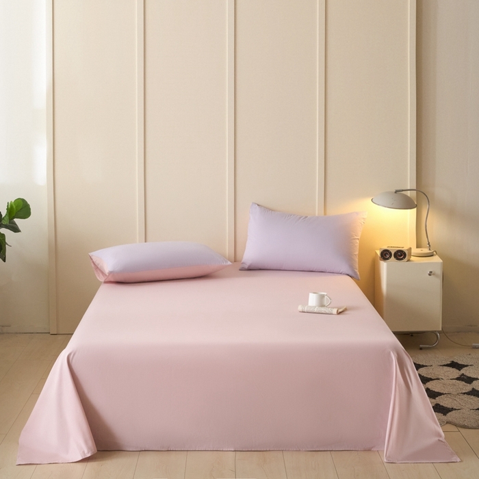 91家纺网 家纺一手货源 找家纺 乐美家纺 2025新款全棉纯棉纯色床单床单单件单床单 芍药粉