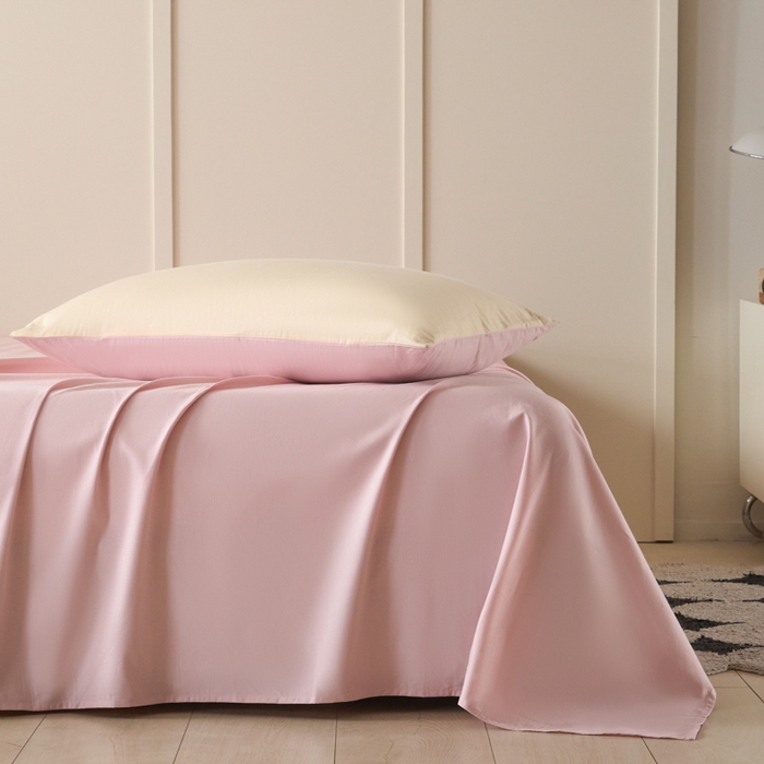 91家纺网 家纺一手货源 找家纺 乐美家纺 2025新款全棉纯棉双拼纯色枕套枕套单件单枕套 芍药粉1