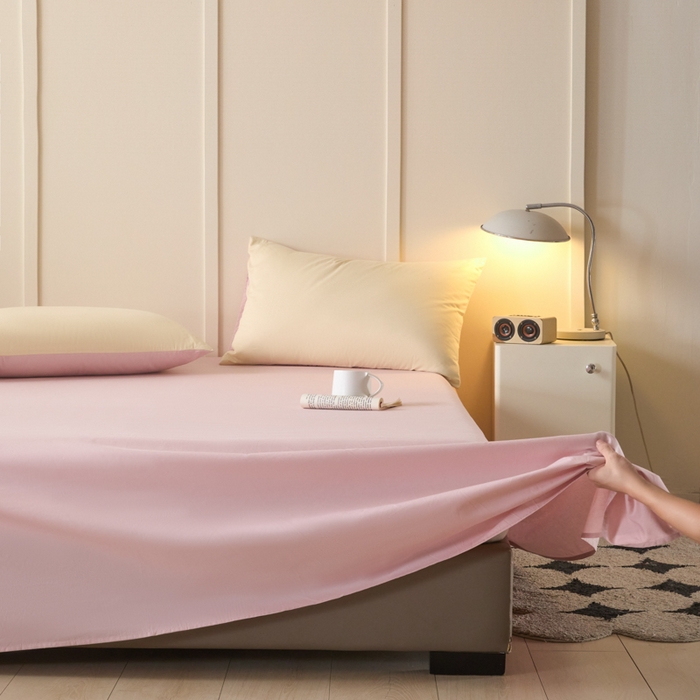 91家纺网 家纺一手货源 找家纺 乐美家纺 2025新款全棉纯棉双拼纯色枕套枕套单件单枕套 芍药粉1