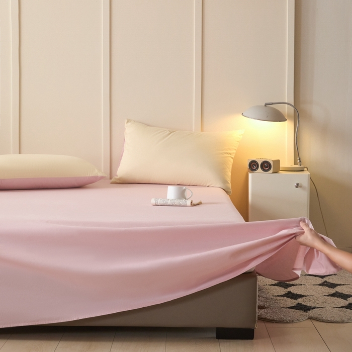 91家纺网 家纺一手货源 找家纺 乐美家纺 2025新款全棉纯棉纯色床单床单单件单床单 芍药粉1