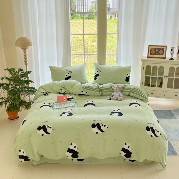 91家纺网 家纺一手货源 找家纺 寻米 2025新款全棉纯棉印花学生季四件套 爱你熊