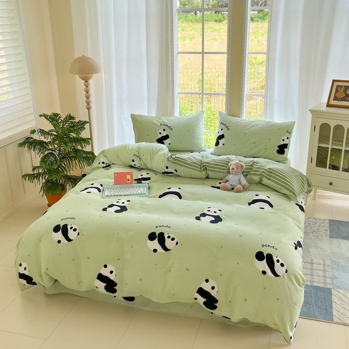 91家纺网 家纺一手货源 找家纺 寻米 2025新款全棉纯棉印花学生季四件套 爱你熊