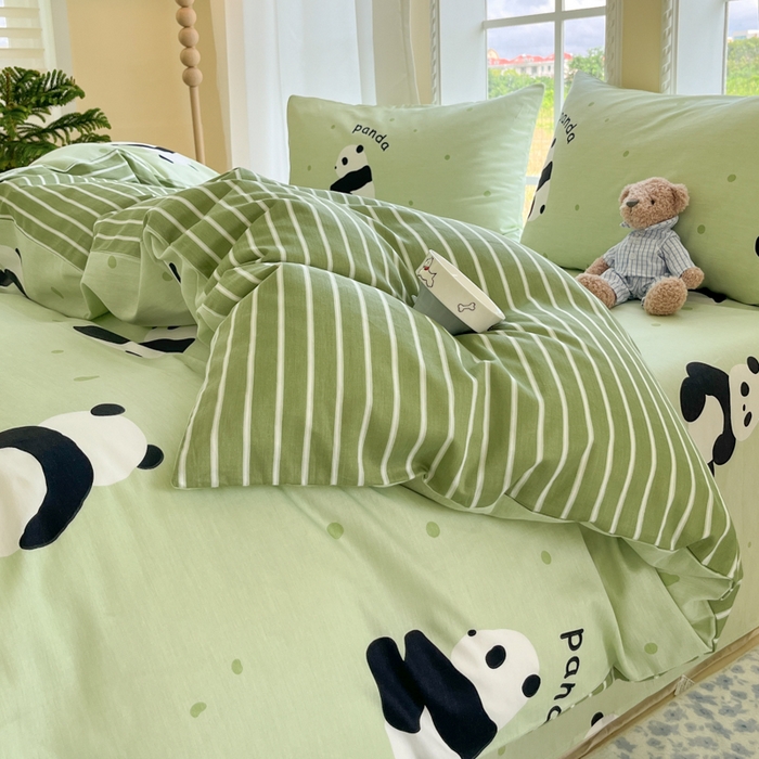 91家纺网 家纺一手货源 找家纺 寻米 2025新款全棉纯棉印花学生季四件套 爱你熊