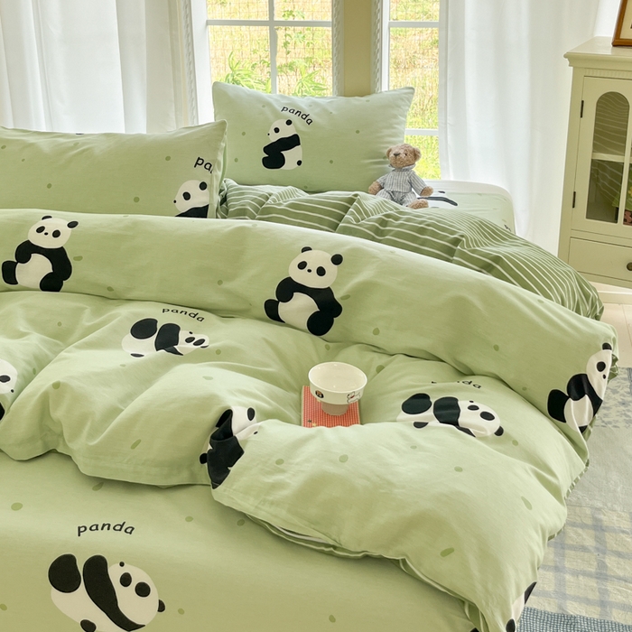 91家纺网 家纺一手货源 找家纺 寻米 2025新款全棉纯棉印花学生季四件套 爱你熊