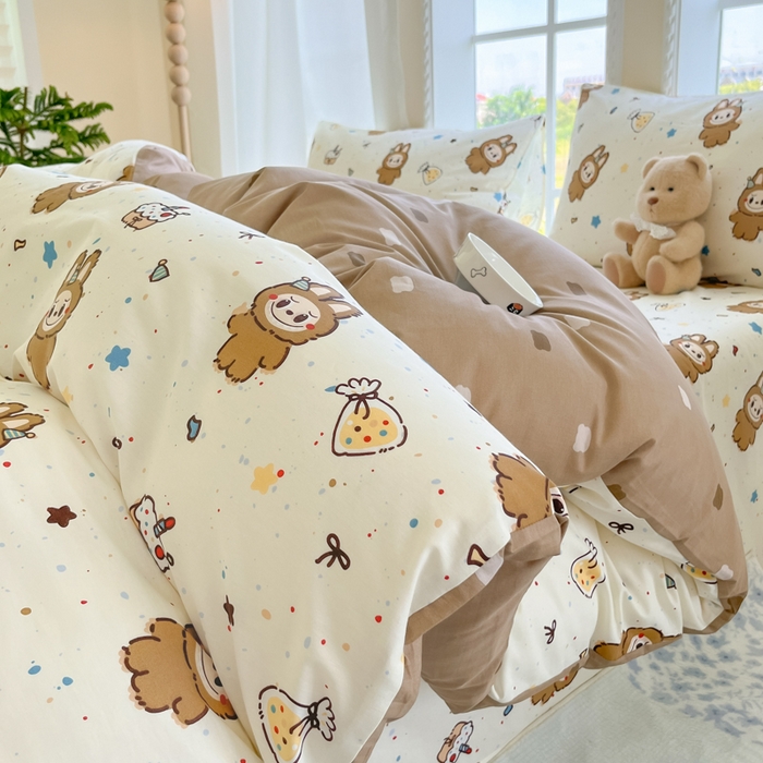 寻米 2025新款全棉纯棉印花学生季四件套 焦糖布丁