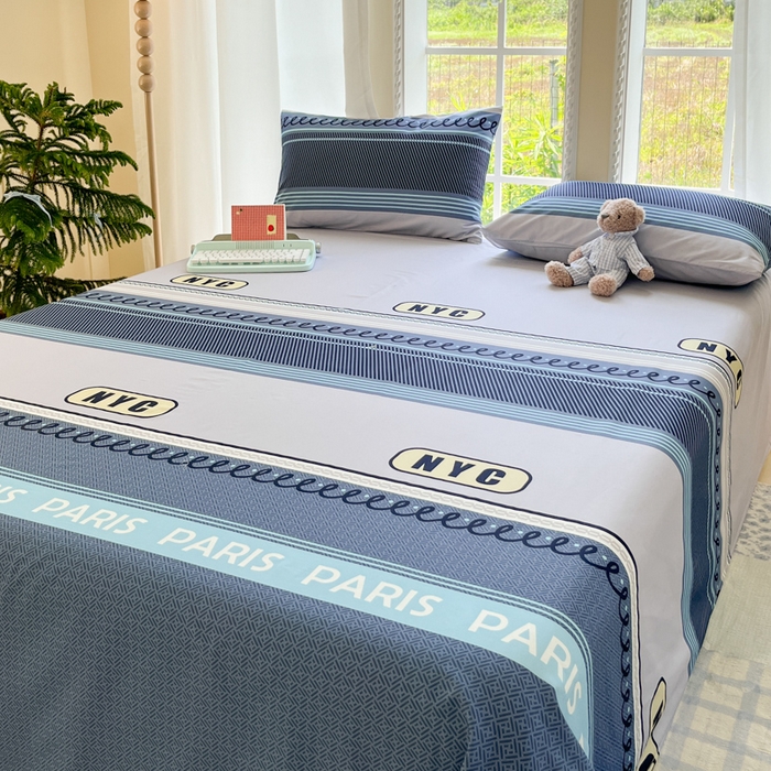 91家纺网 家纺一手货源 找家纺 寻米 2025新款全棉纯棉印花学生季四件套 布鲁克林