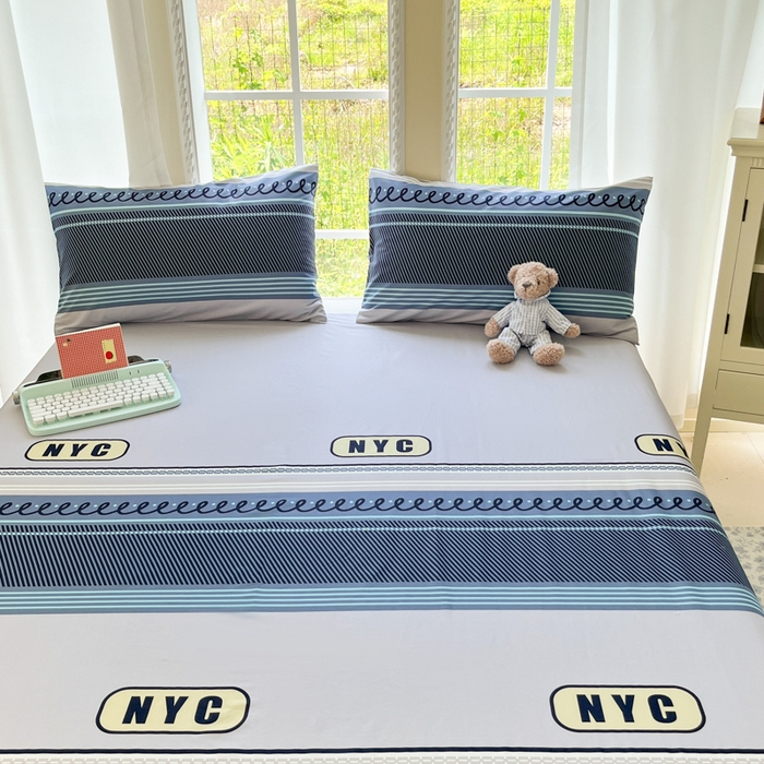 91家纺网 家纺一手货源 找家纺 寻米 2025新款全棉纯棉印花学生季四件套 布鲁克林