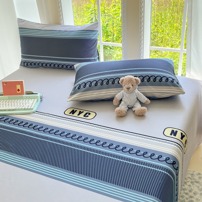 91家纺网 家纺一手货源 找家纺 寻米 2025新款全棉纯棉印花学生季四件套 布鲁克林