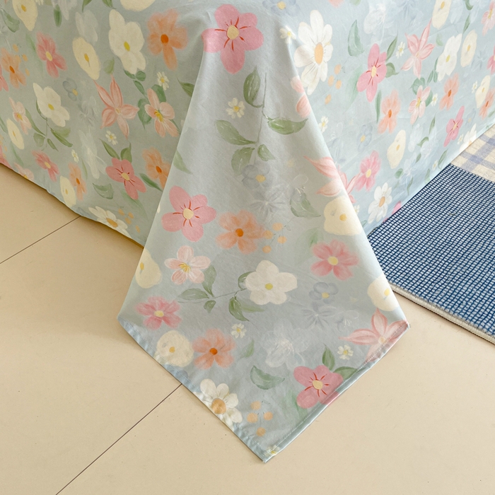 91家纺网 家纺一手货源 找家纺 寻米 2025新款全棉纯棉印花学生季四件套 春日暖阳-兰