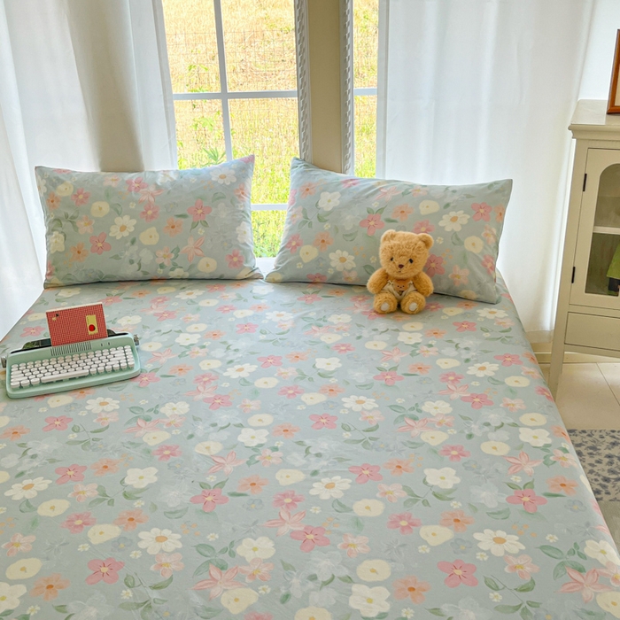 91家纺网 家纺一手货源 找家纺 寻米 2025新款全棉纯棉印花学生季四件套 春日暖阳-兰