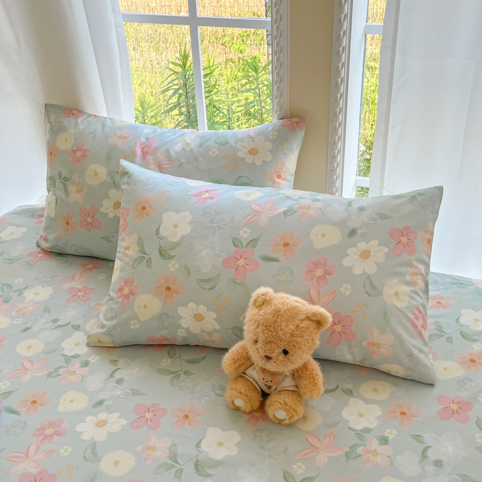 91家纺网 家纺一手货源 找家纺 寻米 2025新款全棉纯棉印花学生季四件套 春日暖阳-兰