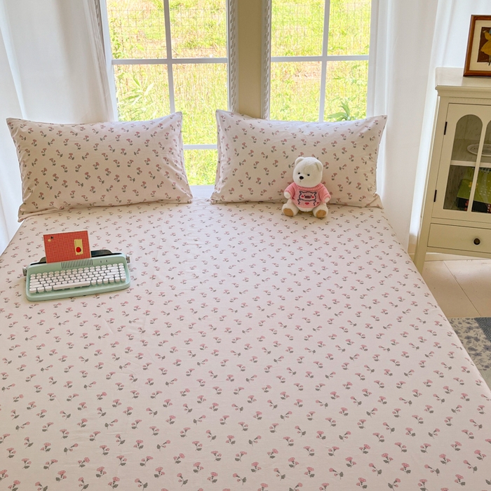 91家纺网 家纺一手货源 找家纺 寻米 2025新款全棉纯棉印花学生季四件套 花漾