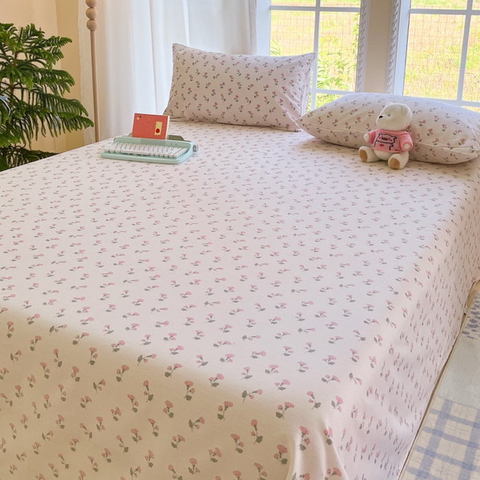 91家纺网 家纺一手货源 找家纺 寻米 2025新款全棉纯棉印花学生季四件套 花漾