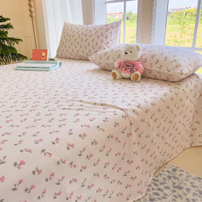 91家纺网 家纺一手货源 找家纺 寻米 2025新款全棉纯棉印花学生季四件套 花漾