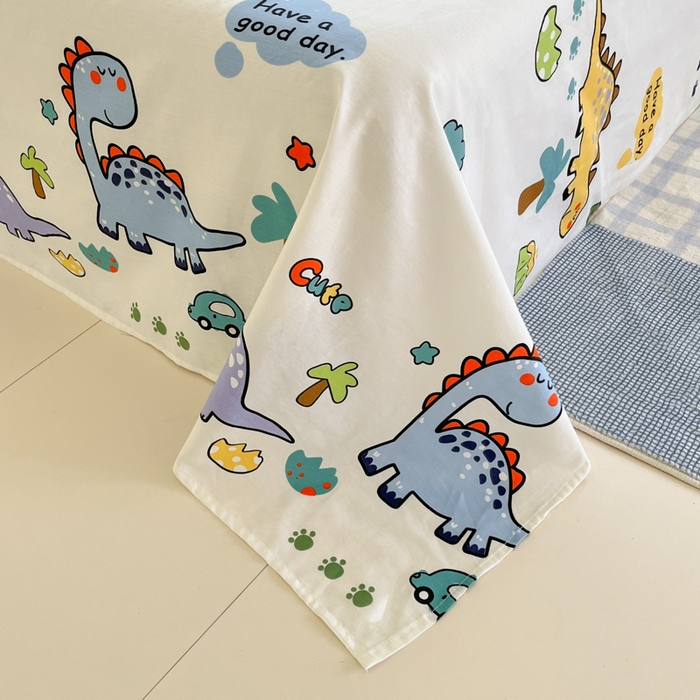 91家纺网 家纺一手货源 找家纺 寻米 2025新款全棉纯棉印花学生季四件套 恐龙乐园