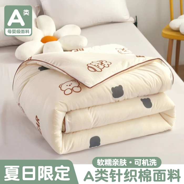 小叮当家纺仓储工厂店 提供买家秀爆款花型不断货）2025新款A类母婴级宝宝被子豆豆绒牛奶针织棉被子儿童豆豆被大豆被春秋冬被 牛奶针织被-大白熊