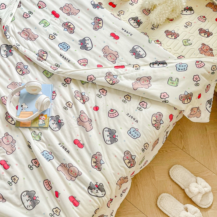 91家纺网 家纺一手货源 找家纺 小叮当家纺仓储工厂店 提供买家秀爆款花型不断货）2025新款A类母婴级宝宝被子豆豆绒牛奶针织棉被子儿童豆豆被大豆被春秋冬被 牛奶针织被-动物世界