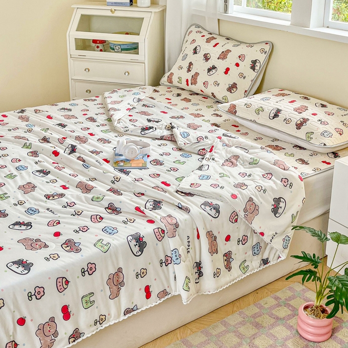 91家纺网 家纺一手货源 找家纺 小叮当家纺仓储工厂店 提供买家秀爆款花型不断货）2025新款A类母婴级宝宝被子豆豆绒牛奶针织棉被子儿童豆豆被大豆被春秋冬被 牛奶针织被-动物世界