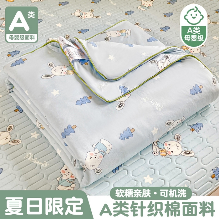 小叮当家纺仓储工厂店 提供买家秀爆款花型不断货）2025新款A类母婴级宝宝被子豆豆绒牛奶针织棉被子儿童豆豆被大豆被春秋冬被 牛奶针织被-萌兔