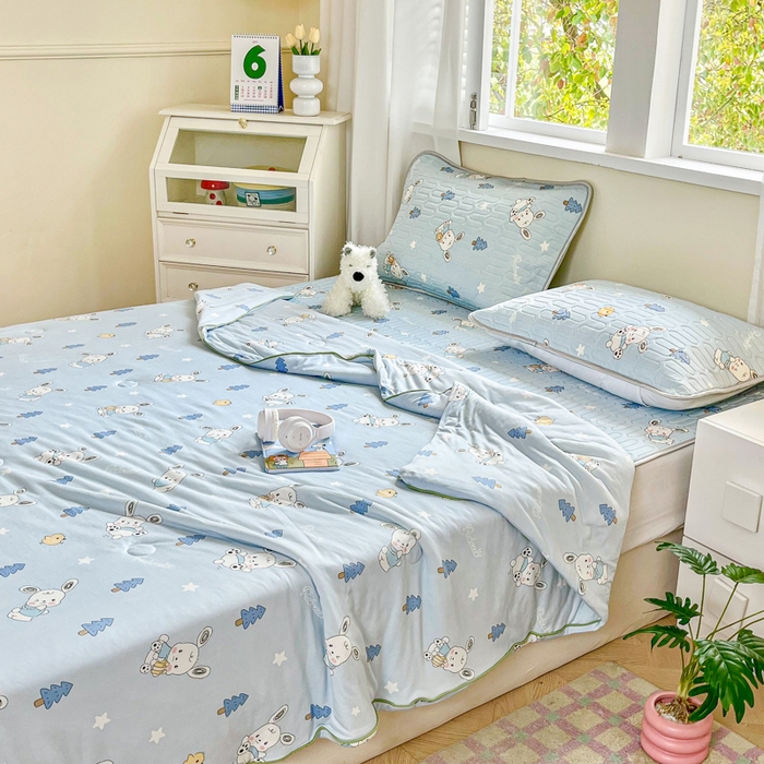 91家纺网 家纺一手货源 找家纺 小叮当家纺仓储工厂店 提供买家秀爆款花型不断货）2025新款A类母婴级宝宝被子豆豆绒牛奶针织棉被子儿童豆豆被大豆被春秋冬被 牛奶针织被-萌兔