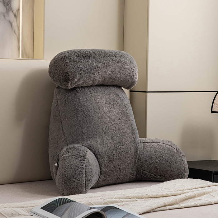 91家纺网 家纺一手货源 找家纺 一兰家纺 2025新款秋冬兔绒单人靠垫加厚多功能长毛绒护腰靠垫靠背-兔绒哈基米系列 兔绒哈基米-灰