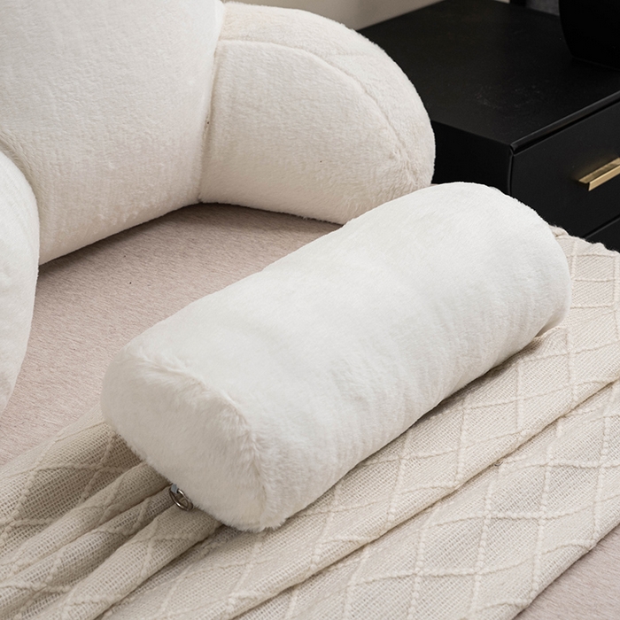 91家纺网 家纺一手货源 找家纺 一兰家纺 2025新款秋冬兔绒单人靠垫加厚多功能长毛绒护腰靠垫靠背-兔绒哈基米系列 兔绒哈基米-白