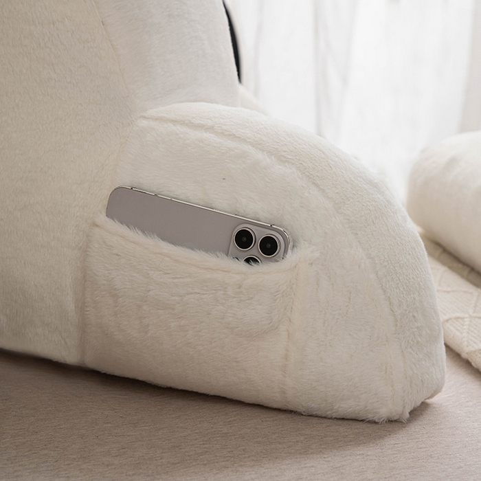 91家纺网 家纺一手货源 找家纺 一兰家纺 2025新款秋冬兔绒单人靠垫加厚多功能长毛绒护腰靠垫靠背-兔绒哈基米系列 兔绒哈基米-白