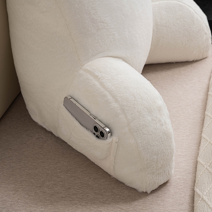 91家纺网 家纺一手货源 找家纺 一兰家纺 2025新款秋冬兔绒单人靠垫加厚多功能长毛绒护腰靠垫靠背-兔绒哈基米系列 兔绒哈基米-白