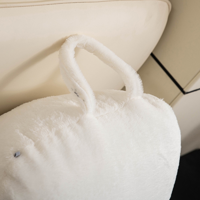 91家纺网 家纺一手货源 找家纺 一兰家纺 2025新款秋冬兔绒单人靠垫加厚多功能长毛绒护腰靠垫靠背-兔绒哈基米系列 兔绒哈基米-白