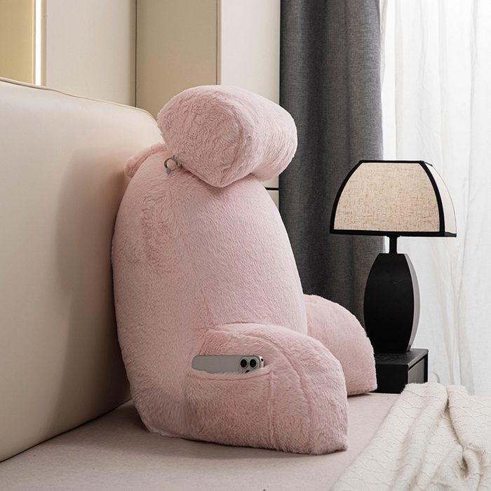 91家纺网 家纺一手货源 找家纺 一兰家纺 2025新款秋冬兔绒单人靠垫加厚多功能长毛绒护腰靠垫靠背-兔绒哈基米系列 兔绒哈基米-粉