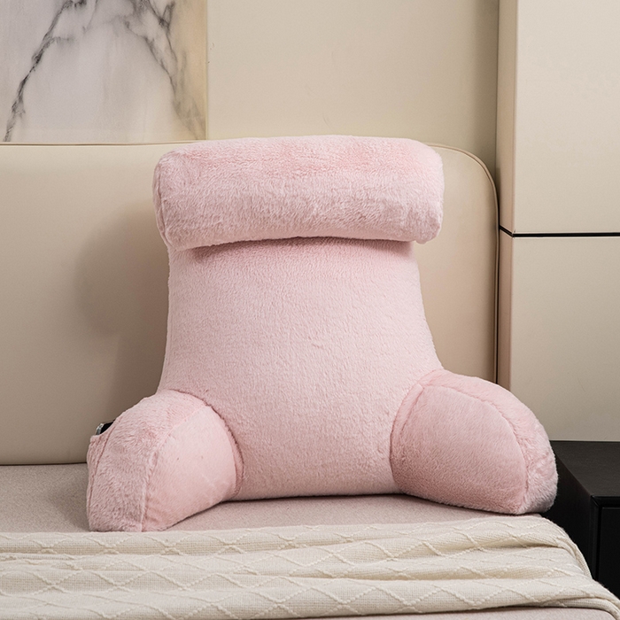 91家纺网 家纺一手货源 找家纺 一兰家纺 2025新款秋冬兔绒单人靠垫加厚多功能长毛绒护腰靠垫靠背-兔绒哈基米系列 兔绒哈基米-粉
