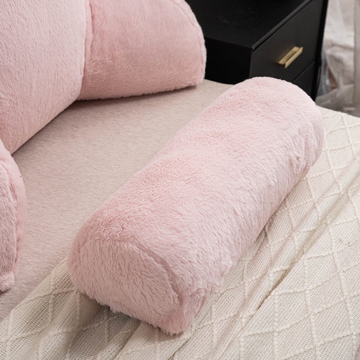 91家纺网 家纺一手货源 找家纺 一兰家纺 2025新款秋冬兔绒单人靠垫加厚多功能长毛绒护腰靠垫靠背-兔绒哈基米系列 兔绒哈基米-粉