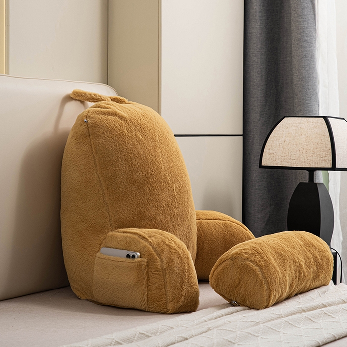 91家纺网 家纺一手货源 找家纺 一兰家纺 2025新款秋冬兔绒单人靠垫加厚多功能长毛绒护腰靠垫靠背-兔绒哈基米系列 兔绒哈基米-黄