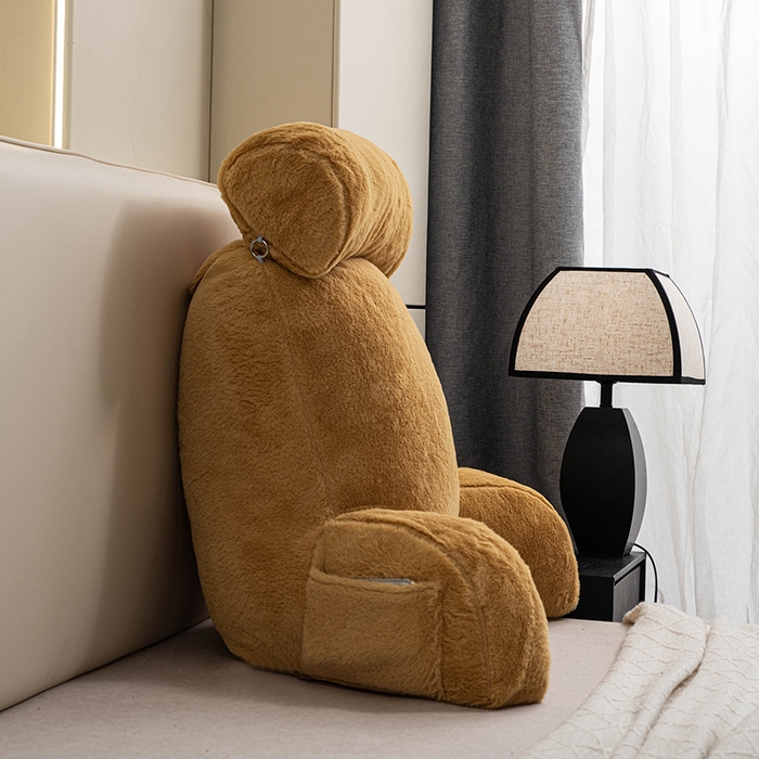 91家纺网 家纺一手货源 找家纺 一兰家纺 2025新款秋冬兔绒单人靠垫加厚多功能长毛绒护腰靠垫靠背-兔绒哈基米系列 兔绒哈基米-黄