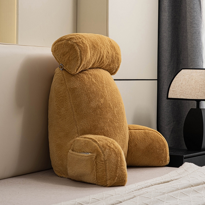 91家纺网 家纺一手货源 找家纺 一兰家纺 2025新款秋冬兔绒单人靠垫加厚多功能长毛绒护腰靠垫靠背-兔绒哈基米系列 兔绒哈基米-黄