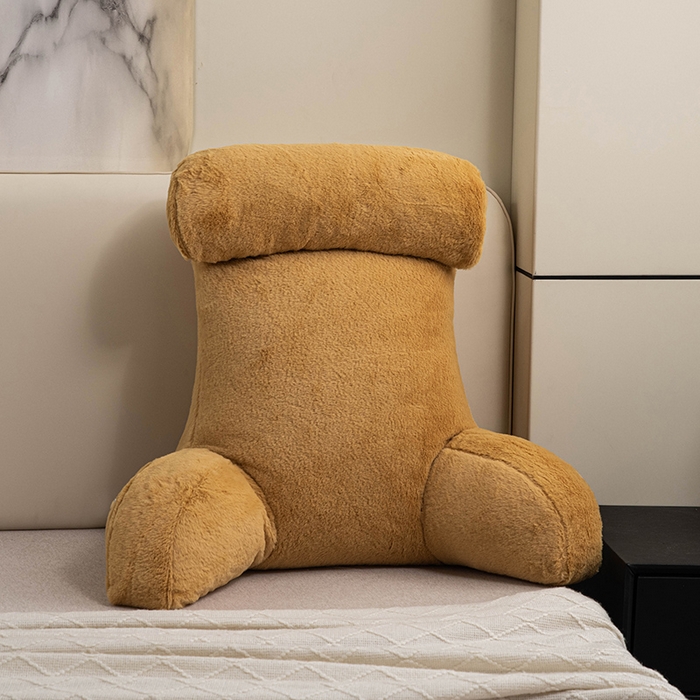 91家纺网 家纺一手货源 找家纺 一兰家纺 2025新款秋冬兔绒单人靠垫加厚多功能长毛绒护腰靠垫靠背-兔绒哈基米系列 兔绒哈基米-黄