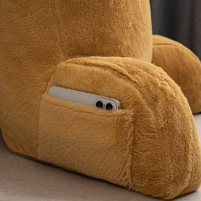 91家纺网 家纺一手货源 找家纺 一兰家纺 2025新款秋冬兔绒单人靠垫加厚多功能长毛绒护腰靠垫靠背-兔绒哈基米系列 兔绒哈基米-黄