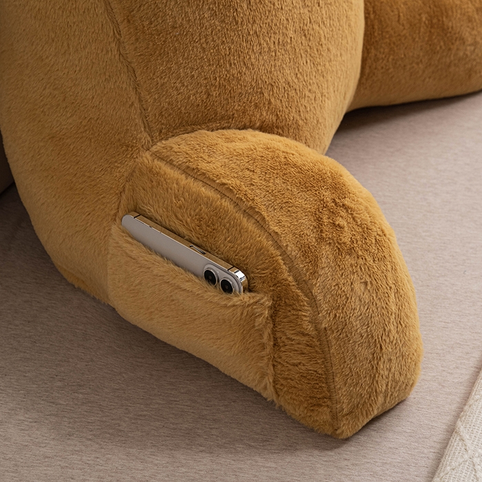 91家纺网 家纺一手货源 找家纺 一兰家纺 2025新款秋冬兔绒单人靠垫加厚多功能长毛绒护腰靠垫靠背-兔绒哈基米系列 兔绒哈基米-黄